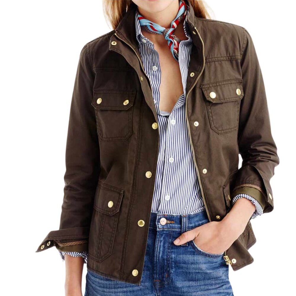 J. Crew Relaxed Boyfriend Field Jacket Brown Size Small